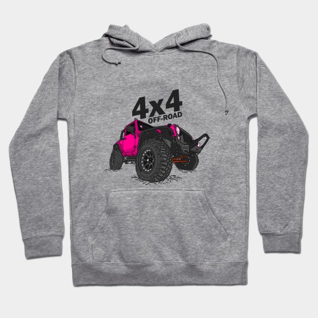 4x4 Off Road Jeep Pink Hoodie by 4x4 Sketch